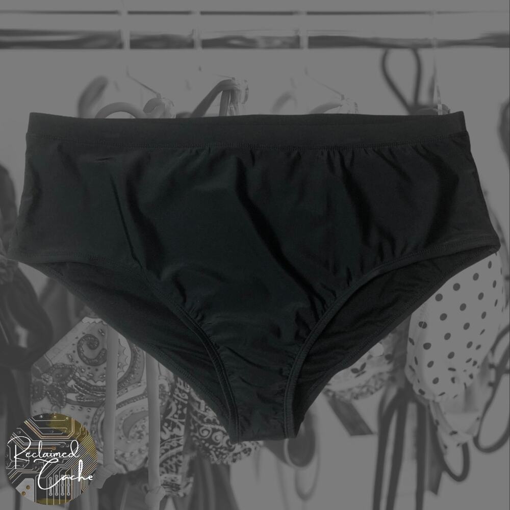 Pink Envelope Black High-Waisted Bikini Bottoms - Size 3X